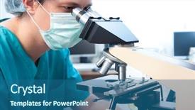  Presentation with microscope - PPT layouts having citology - male researcher looking through microscope background and a ocean colored foreground
