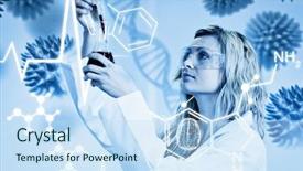  Presentation with graphic - Slide deck with citology - science graphic against woman looking background and a  colored foreground