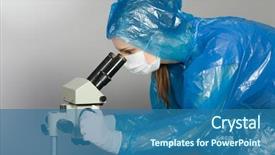  Presentation with microscope - Cool new slides with citology - young girl looking backdrop and a ocean colored foreground