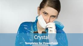  Presentation with microscope - Amazing PPT layouts having citology - young girl looking backdrop and a teal colored foreground