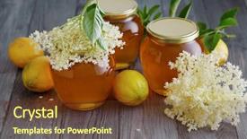  Presentation with jelly - PPT layouts having citrics - elderflower and lemon jelly background and a tawny brown colored foreground
