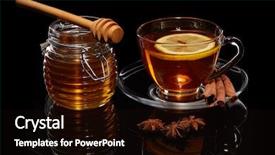  Presentation with black tea - Slide set having citrics - honey in glass pot background and a wine colored foreground