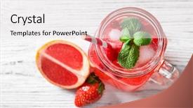  Presentation with mason jar - PPT theme featuring citrics - mason jar of fresh lemonade background and a white colored foreground