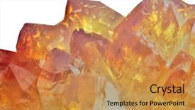  Presentation with crystals - Beautiful PPT theme featuring citrine crystals isolated on white backdrop and a gold colored foreground