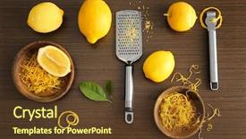  Presentation with lemons - Cool new slide deck with composition with fresh lemons zest backdrop and a tawny brown colored foreground