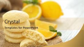  Presentation with flavor - Slide set consisting of sour lemons - homemade cookies with lemon flavor background and a yellow colored foreground