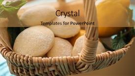  Presentation with wicker - PPT theme with basket with homemade lemon cookie background and a yellow colored foreground