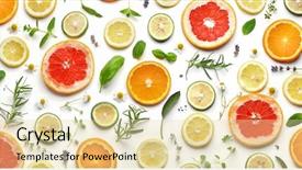  Presentation with herbs - Beautiful PPT theme featuring citrus - sliced fruits and herbs backdrop and a lemonade colored foreground
