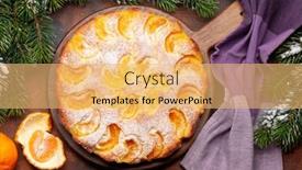  Presentation with citrus - PPT layouts having citrus-dessert-holiday-cake-tangerines background and a yellow colored foreground