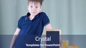  Presentation with juice - Slide deck with citrus family - little and cute boy pictured background and a ocean colored foreground