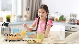  Presentation with breakfast - Presentation theme enhanced with citrus family - little girl having breakfast background and a  colored foreground