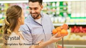  Presentation with consumerism - Slide set consisting of citrus family - shopping food sale consumerism background and a coral colored foreground