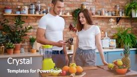  Presentation with smoothie making - Slide deck featuring citrus family - young couple making smoothie background and a  colored foreground