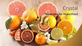  Presentation with orange fruit - Presentation theme with citrus-fruit-assortment-grapefruit-orange background and a coral colored foreground