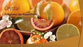  Presentation with orange fruit - Presentation design having citrus-fruit-assortment-grapefruit-orange background and a gold colored foreground