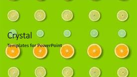 Presentation with orange lime - Theme with citrus fruit pattern on green background and a gold colored foreground