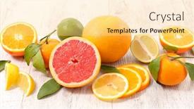  Presentation with citrus - Slide set with citrus fruit background and a blonde colored foreground