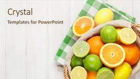  Presentation with lemons - Cool new presentation design with citrus fruits in basket oranges backdrop and a sky blue colored foreground