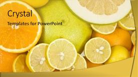  Presentation with fruit mix berry - Amazing slides having citrus fruits mix surface close backdrop and a yellow colored foreground