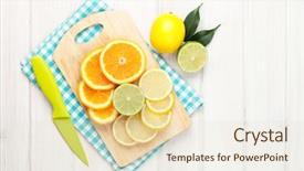  Presentation with orange lime - PPT theme featuring citrus fruits oranges limes background and a lemonade colored foreground