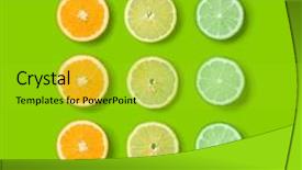  Presentation with orange lime - Theme having citrus fruits pattern on green background and a gold colored foreground