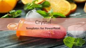  Presentation with citrus - Audience pleasing PPT theme consisting of citrus ice-cream with fruits on wooden table backdrop and a coral colored foreground
