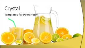  Presentation with lemonade - PPT theme with citrus lemonade in pitcher and glass of citrus around isolated on white background and a white colored foreground