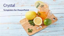  Presentation with blue mint - Slide deck with citrus lemonade with ice leaves background and a sky blue colored foreground