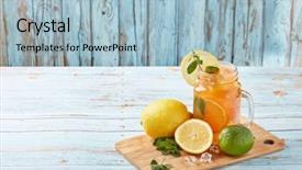 Presentation with blue mint - Colorful PPT theme enhanced with citrus lemonade with ice leaves backdrop and a light blue colored foreground