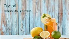  Presentation with blue mint - Audience pleasing slide deck consisting of citrus lemonade with ice leaves backdrop and a lemonade colored foreground