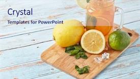  Presentation with blue mint - Cool new PPT layouts with citrus lemonade with ice leaves backdrop and a sky blue colored foreground