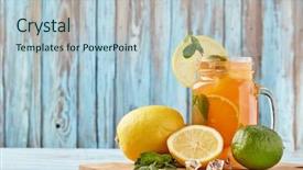  Presentation with blue mint - Slide deck enhanced with citrus lemonade with ice leaves background and a lemonade colored foreground