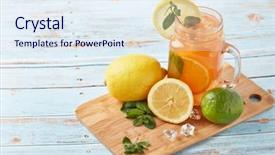  Presentation with blue mint - Amazing PPT theme having citrus lemonade with ice leaves backdrop and a sky blue colored foreground