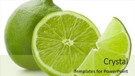  Presentation with citrus - PPT theme consisting of citrus lime fruit isolated on white background cutout background and a yellow colored foreground