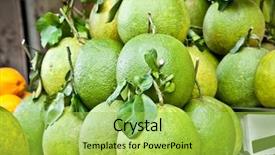  Presentation with citrus maxima - Presentation design enhanced with citrus maxima - pomelo fruit on the market background and a  colored foreground