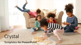  Presentation with floor - Presentation theme with citrus family - cute african girls sitting background and a lemonade colored foreground