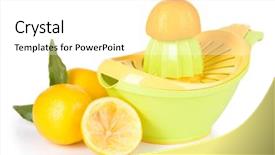  Presentation with lemons - Beautiful PPT theme featuring film - tattoo machine and plastic cup backdrop and a coral colored foreground.