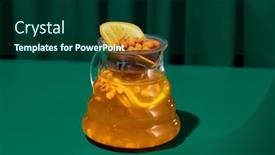  Presentation with green tea - Presentation design consisting of citrus-tea-in-transparent-teapot background and a forest green colored foreground