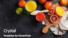  Presentation with a dark stone - PPT theme consisting of citruses and juice on dark background and a dark gray colored foreground