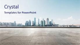  Presentation with brick - Theme with city - cityscape of chongqing from empty background and a sky blue colored foreground