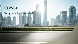  Presentation with emirates - Amazing slide deck having city - dubai skyline united arab emirates backdrop and a sky blue colored foreground