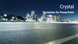  Presentation with asphalt road - Audience pleasing theme consisting of city - empty asphalt road and illuminated backdrop and a navy blue colored foreground