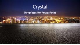  Presentation with asphalt road - Cool new PPT theme with city - empty asphalt road and modern backdrop and a navy blue colored foreground