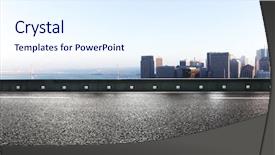  Presentation with san francisco - Presentation theme featuring city - empty road with cityscape background and a sky blue colored foreground