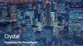  Presentation with new york night - Beautiful PPT theme featuring city - famous skyscrapers of new york backdrop and a ocean colored foreground