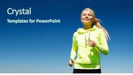  Presentation with runner - Presentation design featuring sport city - fitness and lifestyle concept background and a ocean colored foreground