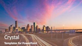 Presentation with highways - Slides consisting of city - houston texas usa downtown skyline background and a violet colored foreground
