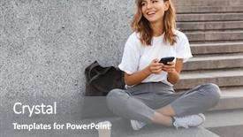  Presentation with city street - Beautiful presentation theme featuring city - image of beautiful stylish woman backdrop and a gray colored foreground