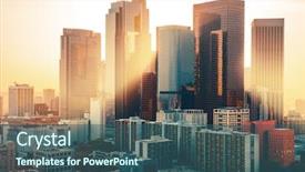  Presentation with downtown los angeles - PPT layouts having city - los angeles downtown skyline background and a ocean colored foreground