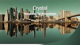 Presentation with brooklyn - PPT layouts with city - manhattan financial district with skyscrapers background and a ocean colored foreground